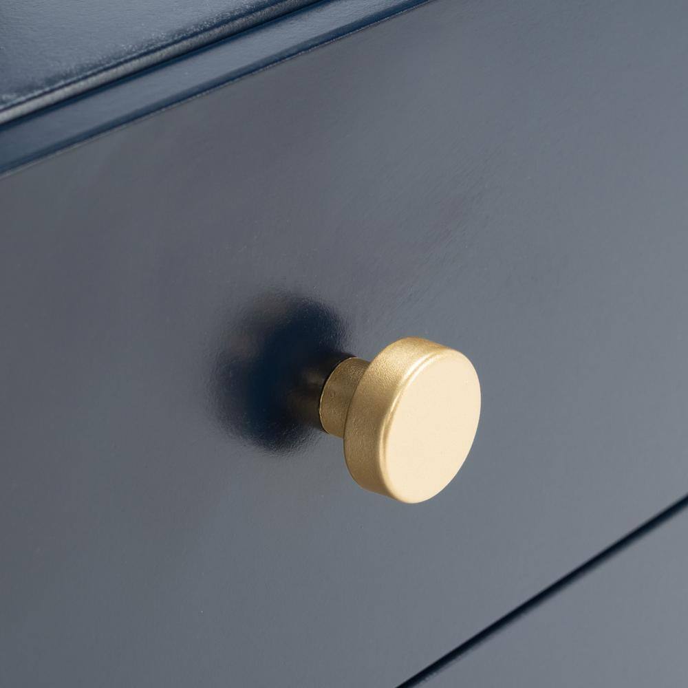 Navy and Gold Rectangular Wood Storage Accent Table with Drawers