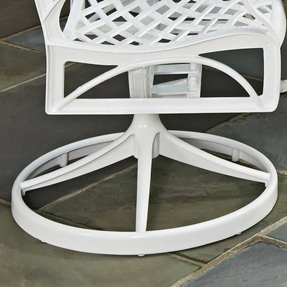Sanibel White Aluminum 7 Piece Outdoor Dining Set with Green Cushions