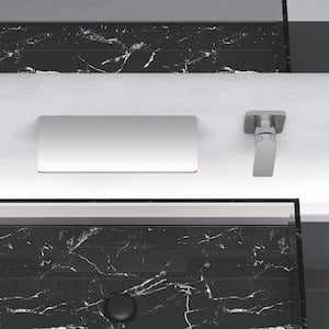Rectangular Single-Handle Wall Mounted Bathroom Faucet in Chrome Waterfall