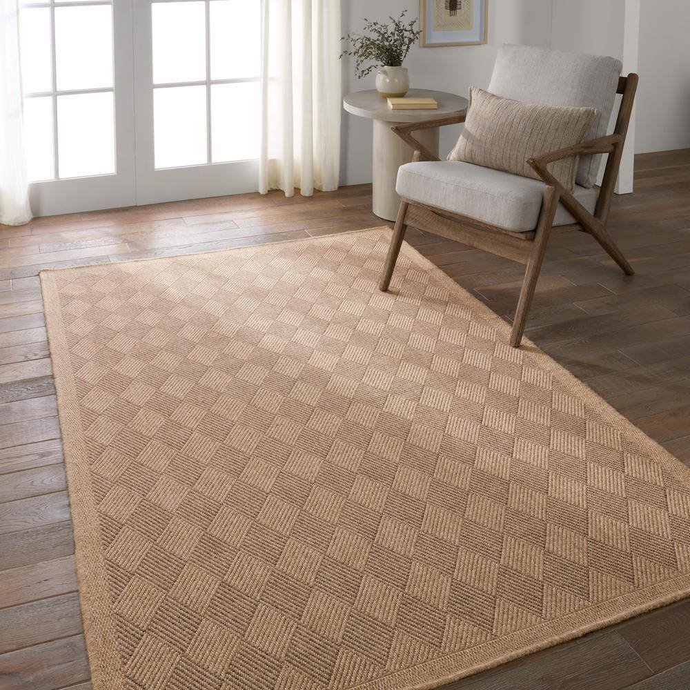 Brown Synthetic Flat Woven 4' x 6' Indoor/Outdoor Rug