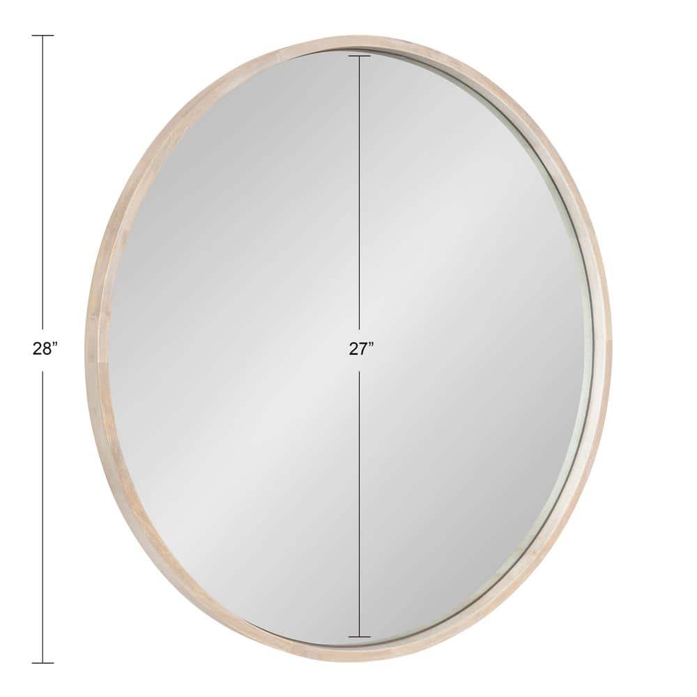 Valenti 28" White Solid Wood Round Vanity Mirror