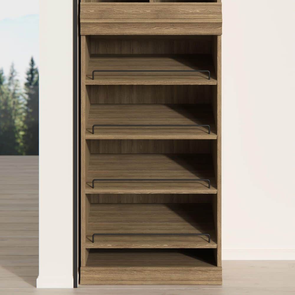 Sand Stackable Wood and Metal Shoe Shelf Unit