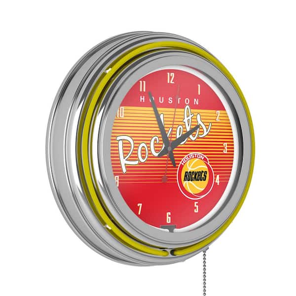 Unbranded Houston Rockets Yellow Hardwood Classics Lighted Analog Neon Clock