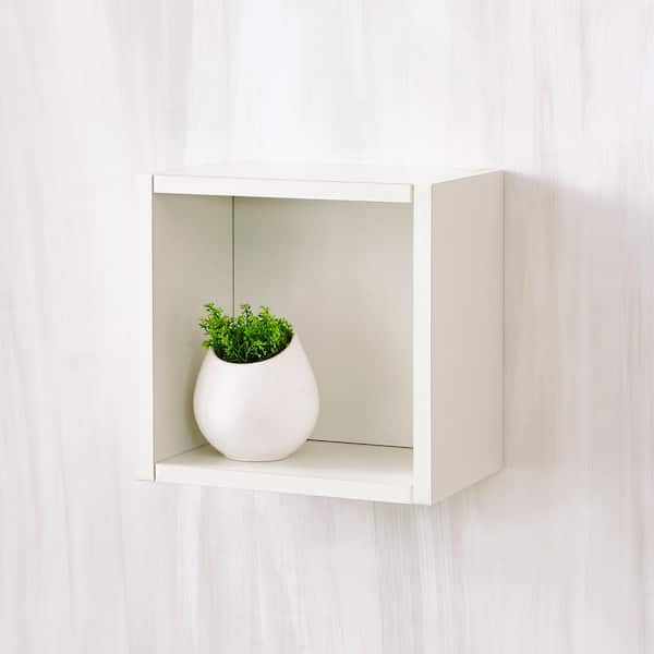 Way Basics Halifax 7.7 x 11.2 x 11.2 zBoard  Wall Cube Decorative Floating Shelf in Pearl White