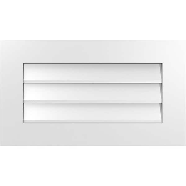 Ekena Millwork 28 in. x 16 in. Vertical Surface Mount PVC Gable Vent: Decorative with Standard Frame