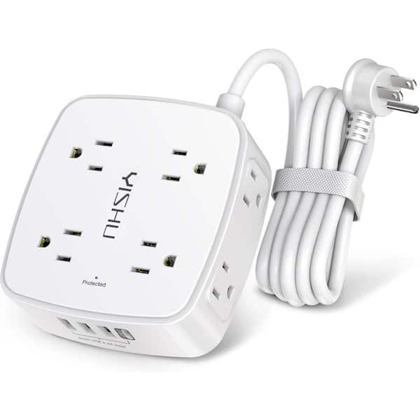 Lukyamzn 6 ft. 8-Outlets Surge Protector Power Strip with 3-USB and 1-USB-C Ports, ETL Listed in White