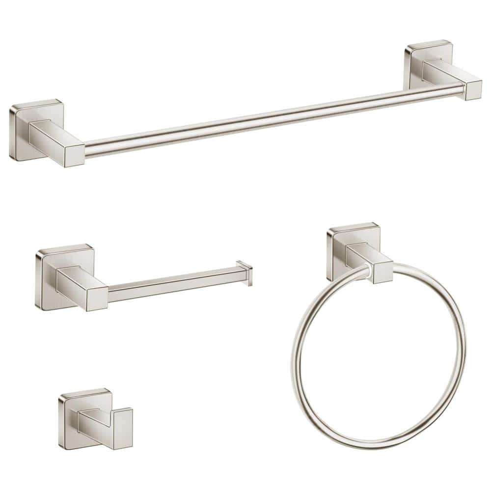 4-Pack Bathroom Hardware Set 20 in. Wall Mounted Towel Bar Set in Brushed Nickel price history on PriceWatchPro