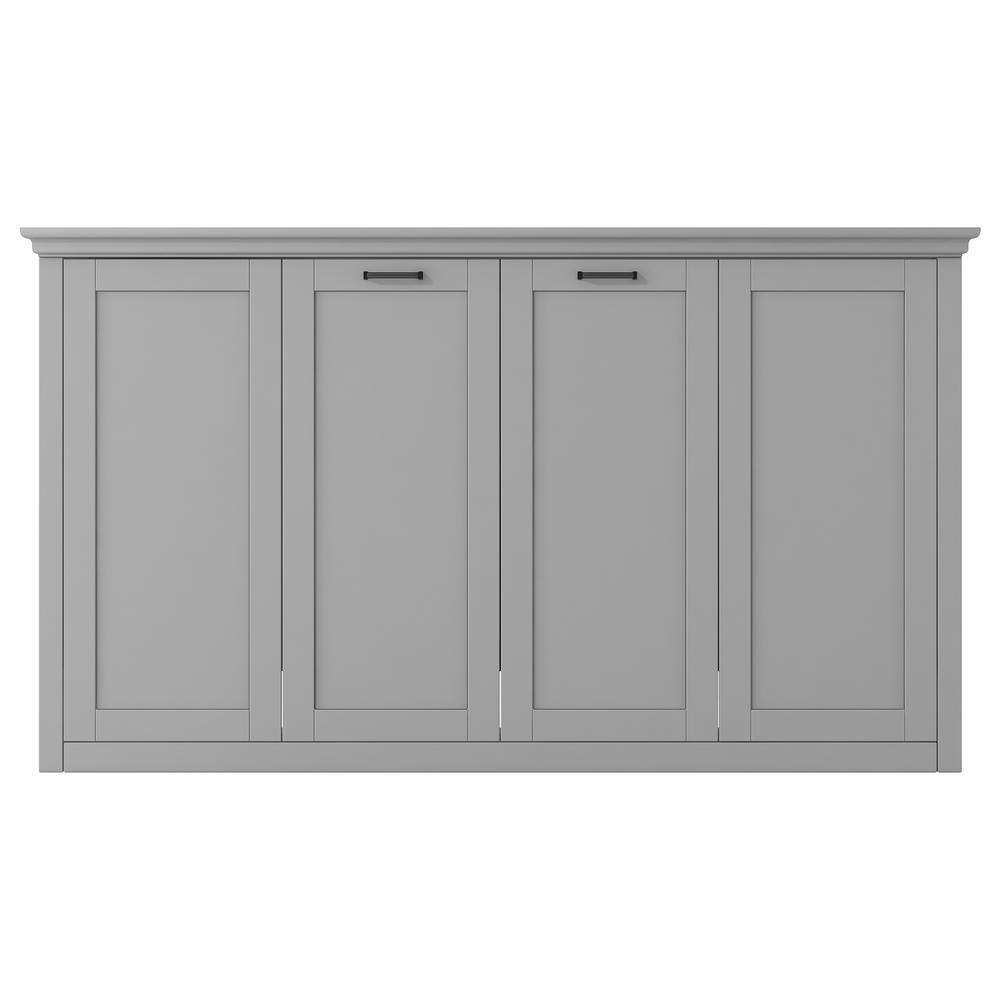 Gray Wood Frame Twin Size Murphy Bed, Folding Wall Bed - thumbnail 7
