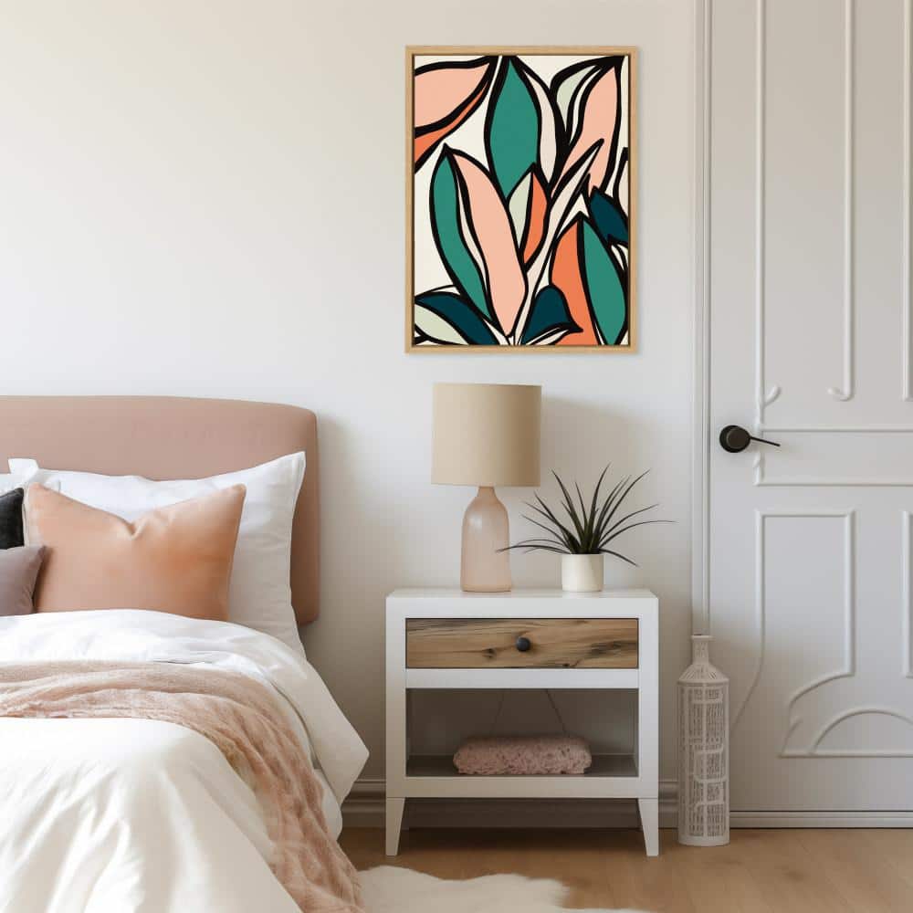 Fanciful Ficus Abstract Canvas Wall Art with Natural Frame