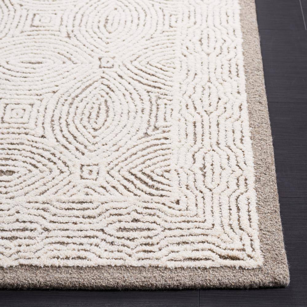 Ivory Abstract Handmade Wool Tufted Rug Runner 27"