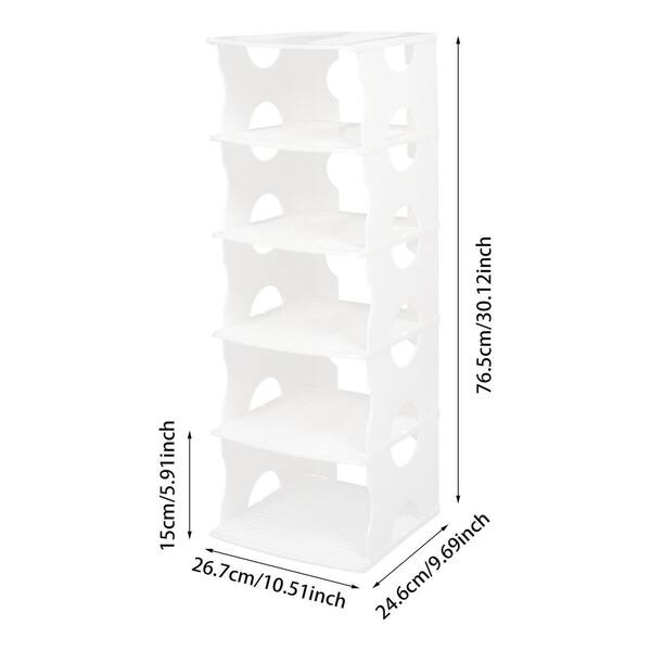 YIYIBYUS 30 in. H 5 Pair 5 Tire Plastic White Shoe Rack HG HS4175 793