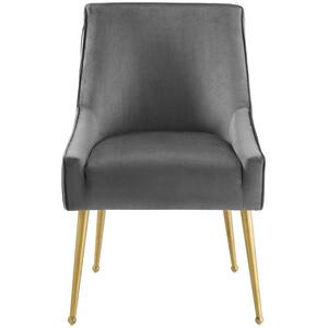Discern Gray Pleated Back Upholstered Performance Velvet Dining Chair