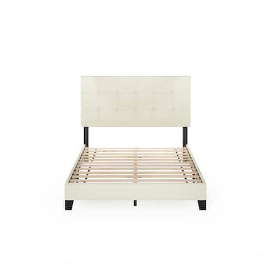 Furinno Laval Linen Twin Button Tufted Bed Frame-FB17020T-LN - The Home ...