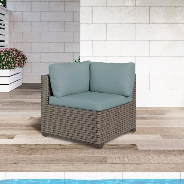 TK CLASSICS Keys Metal Outdoor Sectional with Sky Blue Cushions