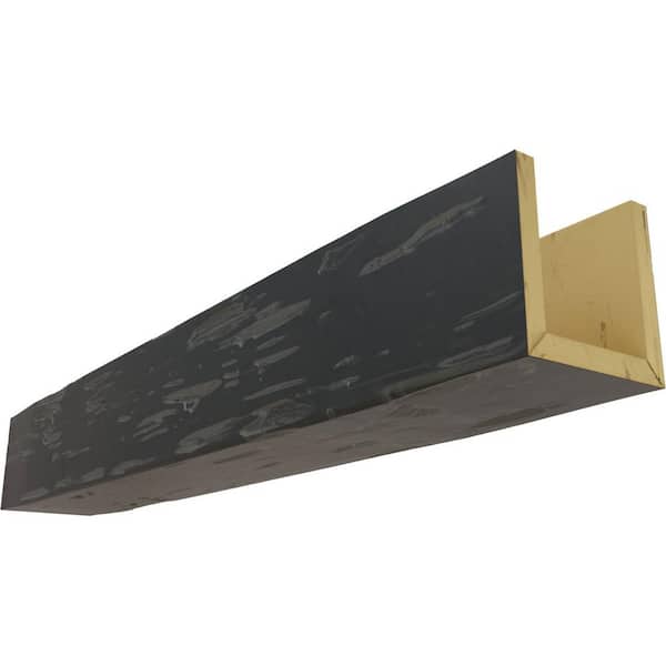 Ekena Millwork 6 in. W x 10 in. H x 14 ft. L 3-Sided (U-Beam) Pecky Cypress Endurathane Faux Wood Ceiling Beam, Aged Ash