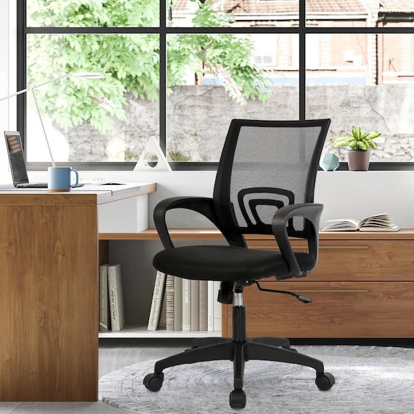 Henry Mesh Cushioned Ergonomic Desk Chair in Black With Non-Adjustable Arms