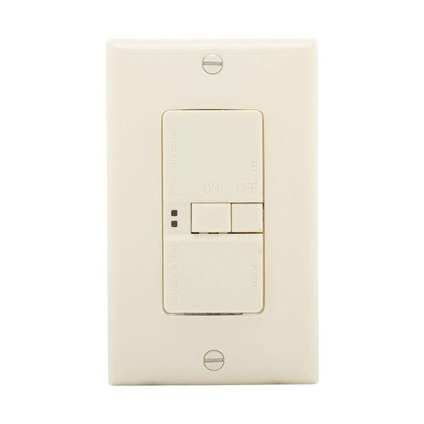 Eaton GFCI Self-Test 20A -125V Blank Face Receptacle with Standard Size Wallplate, Almond