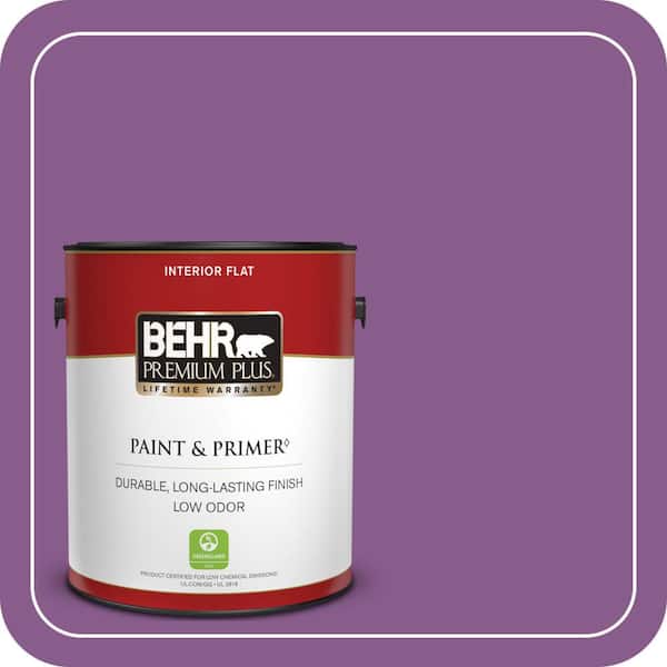 BEHR PREMIUM PLUS 1 gal. #670B-7 Candy Violet Flat Low Odor Interior Paint & Primer