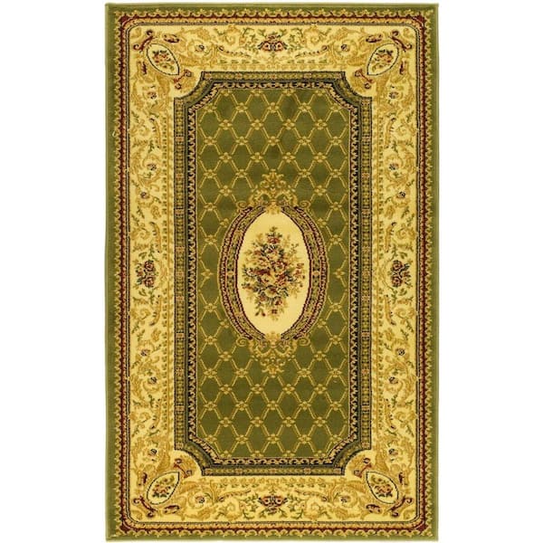 SAFAVIEH Lyndhurst Sage/Ivory Doormat 3 ft. x 5 ft. Antique Floral Medallion Area Rug