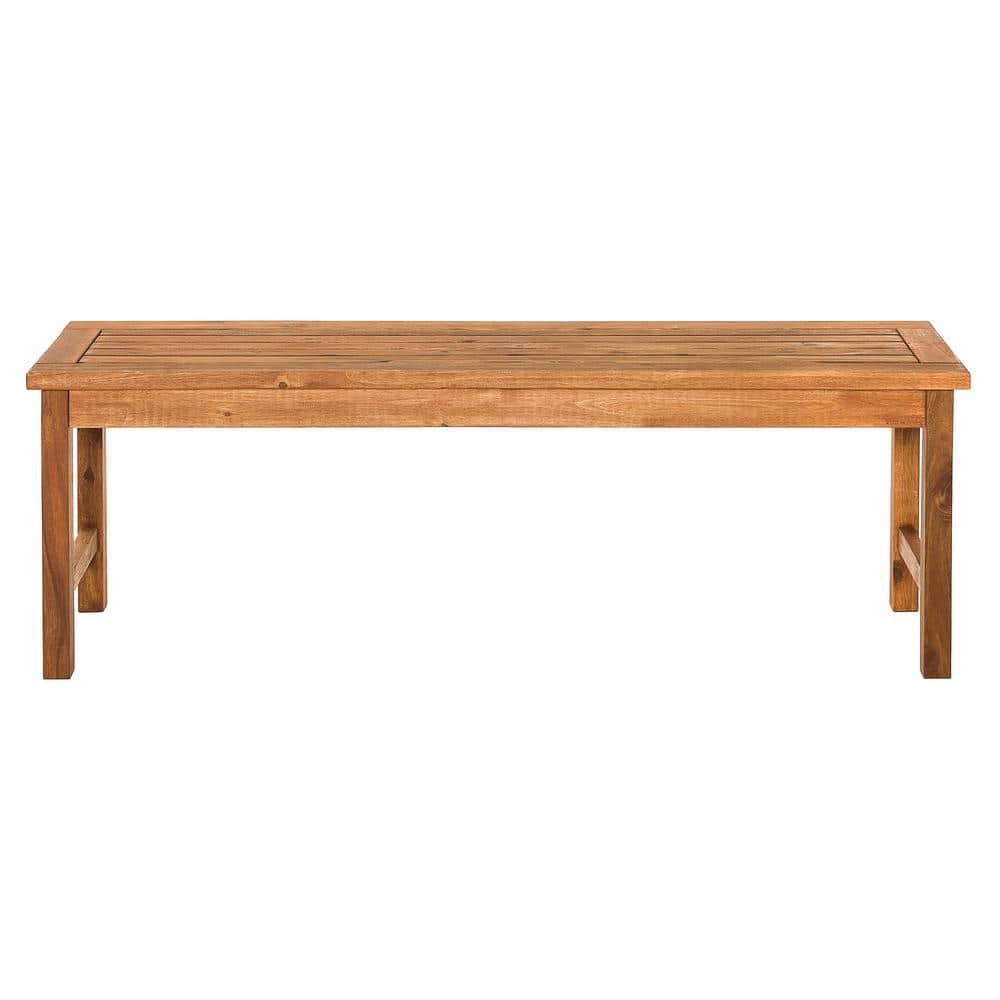 Solid Acacia Wood Outdoor Bench in Natural Brown Finish