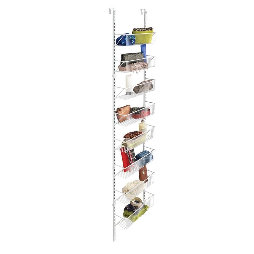 White Epoxy-Coated Steel Over-The-Door Basket Organizer