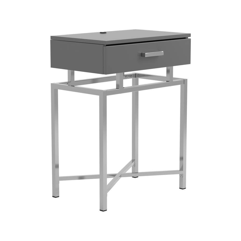 Coaster Home Furnishings 18 in. Grey High Gloss and Chrome Rectangle Wood Accent Table with