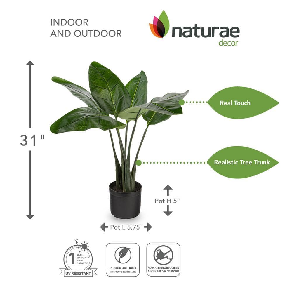 31-Inch Green Plastic Bird of Paradise Artificial Floor Plant