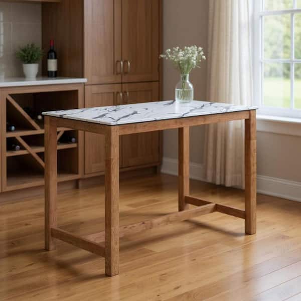 36.2 in. H Natural, White Rectangle Seats 4