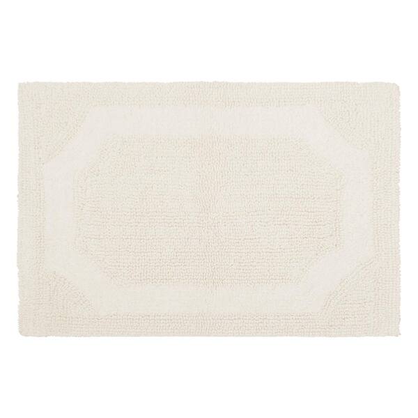 Laura Ashley Solid Reversible Ivory 21 in. x 34 in. Bath Mat ...