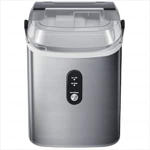 8.66 in. 33 lbs. Nugget Countertop Portable Ice Maker with Soft Chewable Ice and Self Clean in Stainless Steel Silver