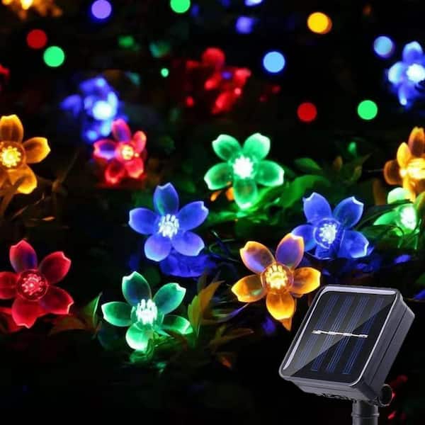 Unbranded Multi-Colored Plastic Solar Outdoor String Flower Lights
