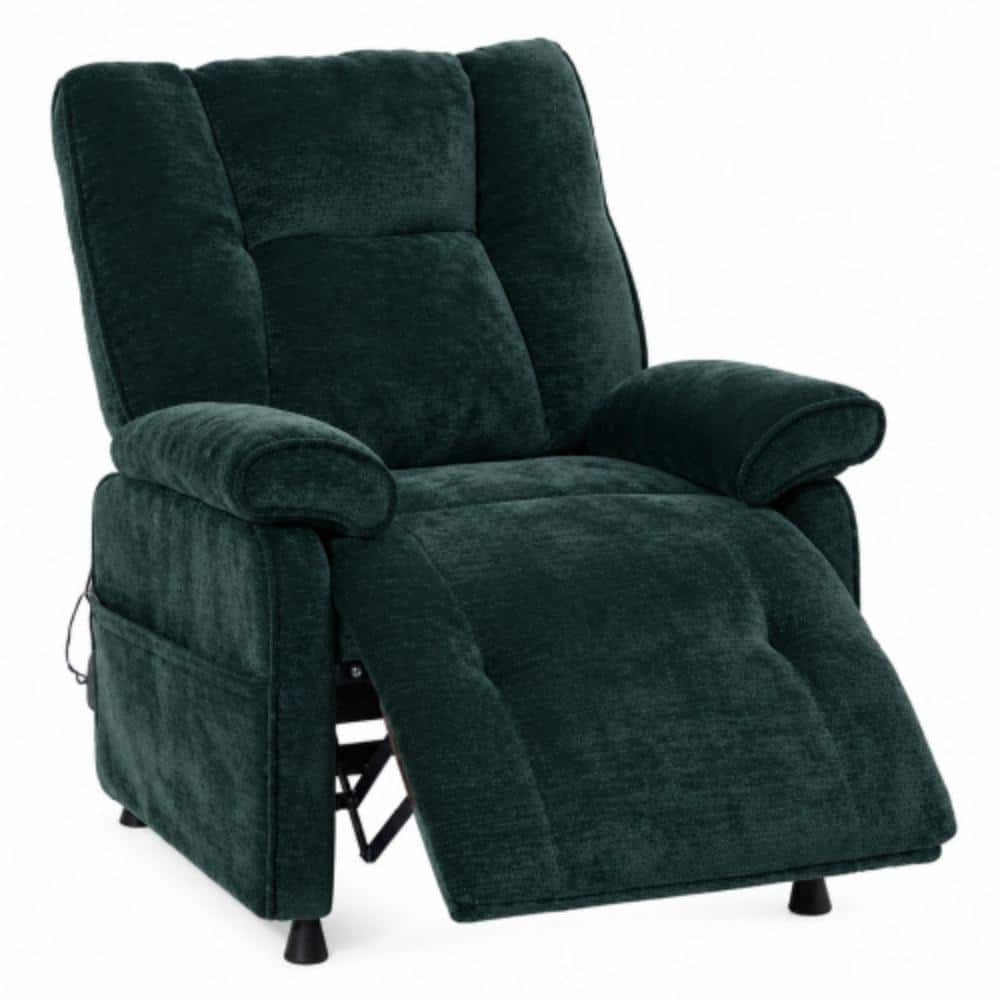 Blackish Green Electric Power Recliner with Tufted Cushions & Side Pocket