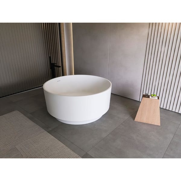 Xspracer Moray 49 in. x 49 in. Stone Resin Flatbottom Round Solid