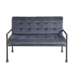 51 in. Gray Velvet and Sandy Gray Finish Solid Color Velvet 2-Seater Loveseat with Sandy Gray Solid Wood Legs