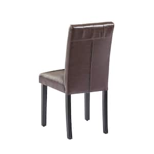 Upholstered Dining Chairs Set of 2 Coffee Button Leather Back and Wood Legs with Rubber Footpads Kitchen Chairs