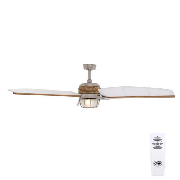 Hampton Bay Escape 68 in. Indoor/Outdoor Brushed Nickel Ceiling Fan with Light Kit and Remote Control