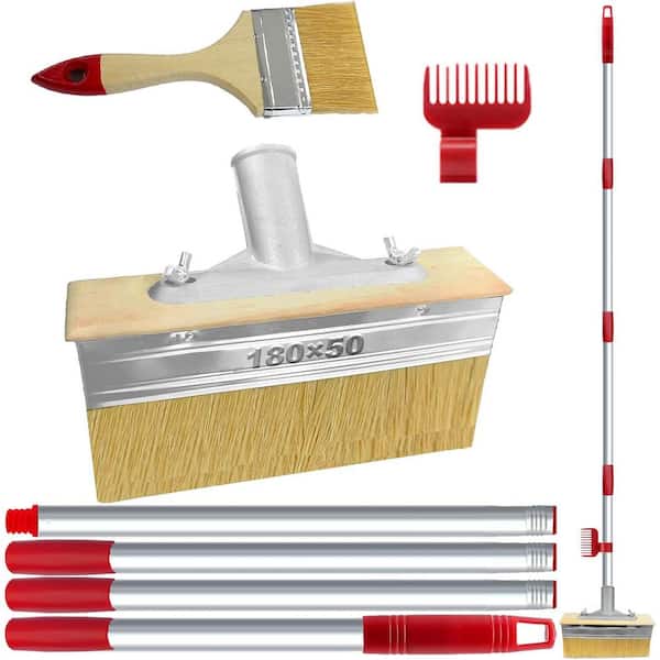 7 in. Deck Stain Brush with 60-Extension Pole Applicator for Painting Wood Decks, Masonry, Fence, Wall, Furniture