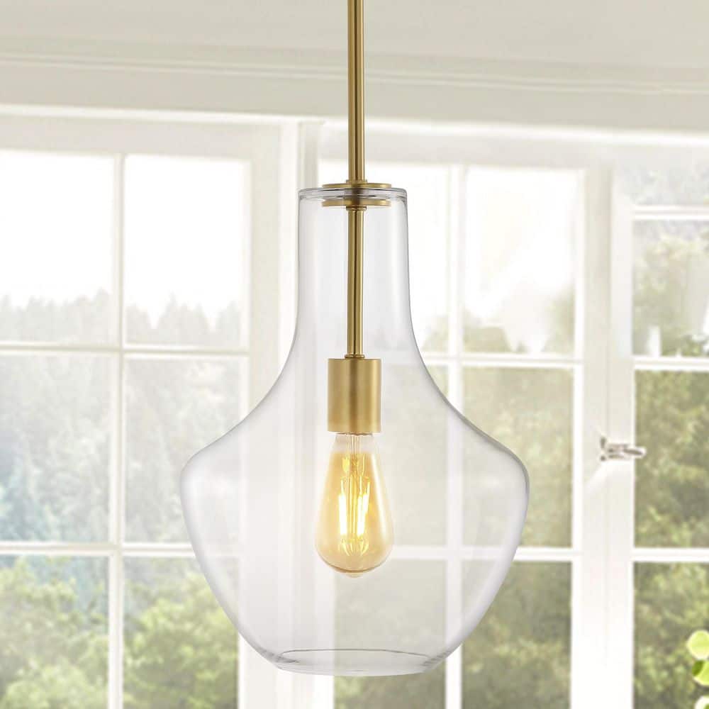Watts 10.5" Gold and Clear Glass LED Pendant Light