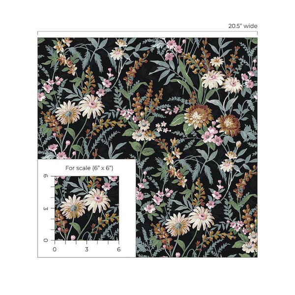 NextWall 30.75 sq. ft. Onyx Vintage Floral Vinyl Peel and Stick Wallpaper  Roll NW45700 - The Home Depot