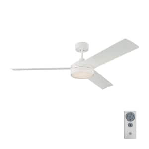 Cirque 56 in. Integrated LED Indoor/Outdoor Matte White Ceiling Fan with White Glass Light Kit and Remote Control
