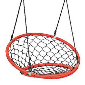 Orange Spider Web Chair Swing with Adjustable Hanging Chain Kids Play Equipment