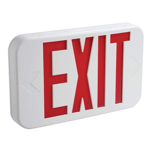All-Pro All Pro White Thermoplastic AC LED Exit Sign with Red Letters