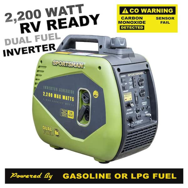 2,200/1,800-Watt Dual Fuel Powered Recoil Start Inverter Generator with  Parallel Capacity, CO Detector and Auto-Shutoff