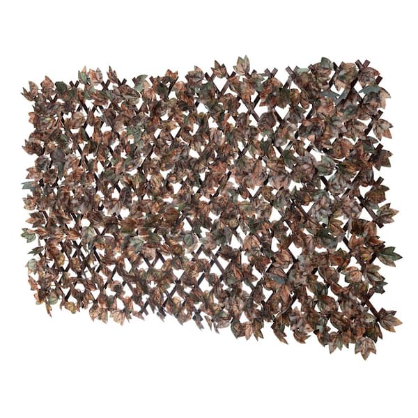 NATURAE DECOR 36 in. PVC Expandable Artificial Trellis Wild Oak Foliage