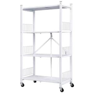 White 4-Tier Metal Foldable Garage Storage Shelving Unit (28 in. W x 47 in. H x 14 in. D)