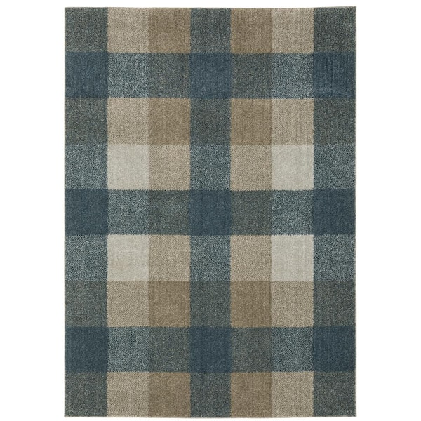 AVERLEY HOME Apex Blue Doormat 3 ft. x 5 ft. Casual Geometric Plaid Polyester Indoor Area Rug