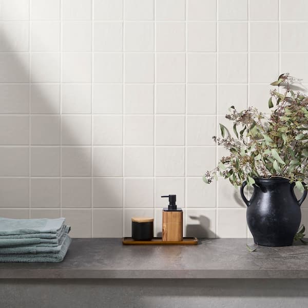 Stacy Garcia Avento White 4.64 in. x 4.64 in. Matte Ceramic Wall Tile (5.38 sq. ft. / Case)