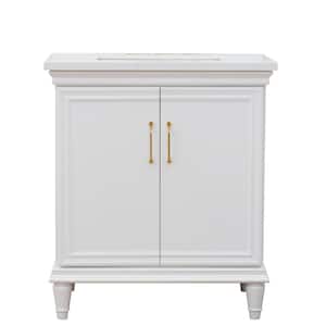 31 in. W x 22 in. D Single Bath Vanity in White with Quartz Vanity Top in White with White Rectangle Basin