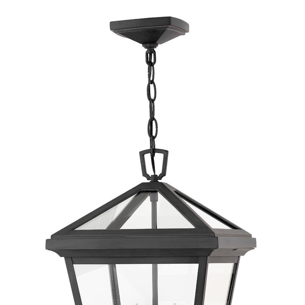 Museum Black 3-Light Outdoor Hanging Lantern with Clear Glass