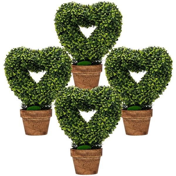 Gymax 4 Packs Artificial Plants Artificial Potted Plants Mini Fake Potted Plants